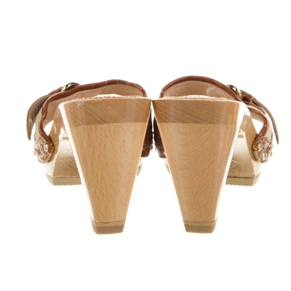 CELINE Leather Slide Mule Clog Size:38 Brown embossed croc leather - Picture 4 of 6